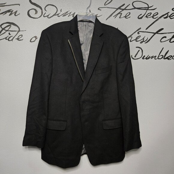 Calvin Klein Black Men Wool Silk Cashmere Zip Up Blazer, Work Casual, 42L - Picture 1 of 7